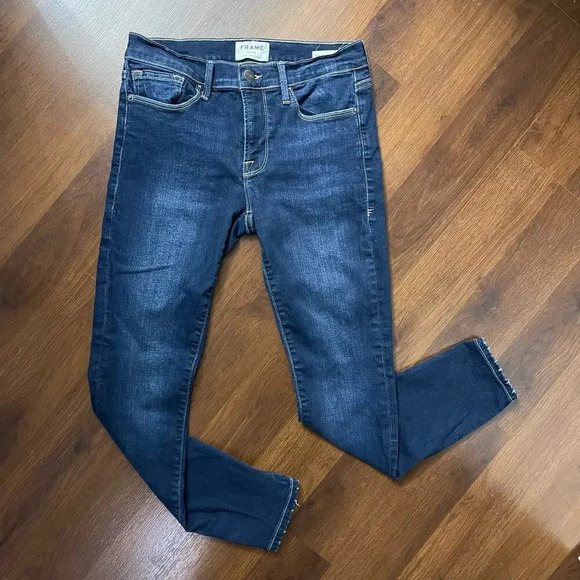 Frame Skinny Crop Jeans Le Skinny De Jeanne Crop Dark Wash Sz 27 - Picture 1 of 7